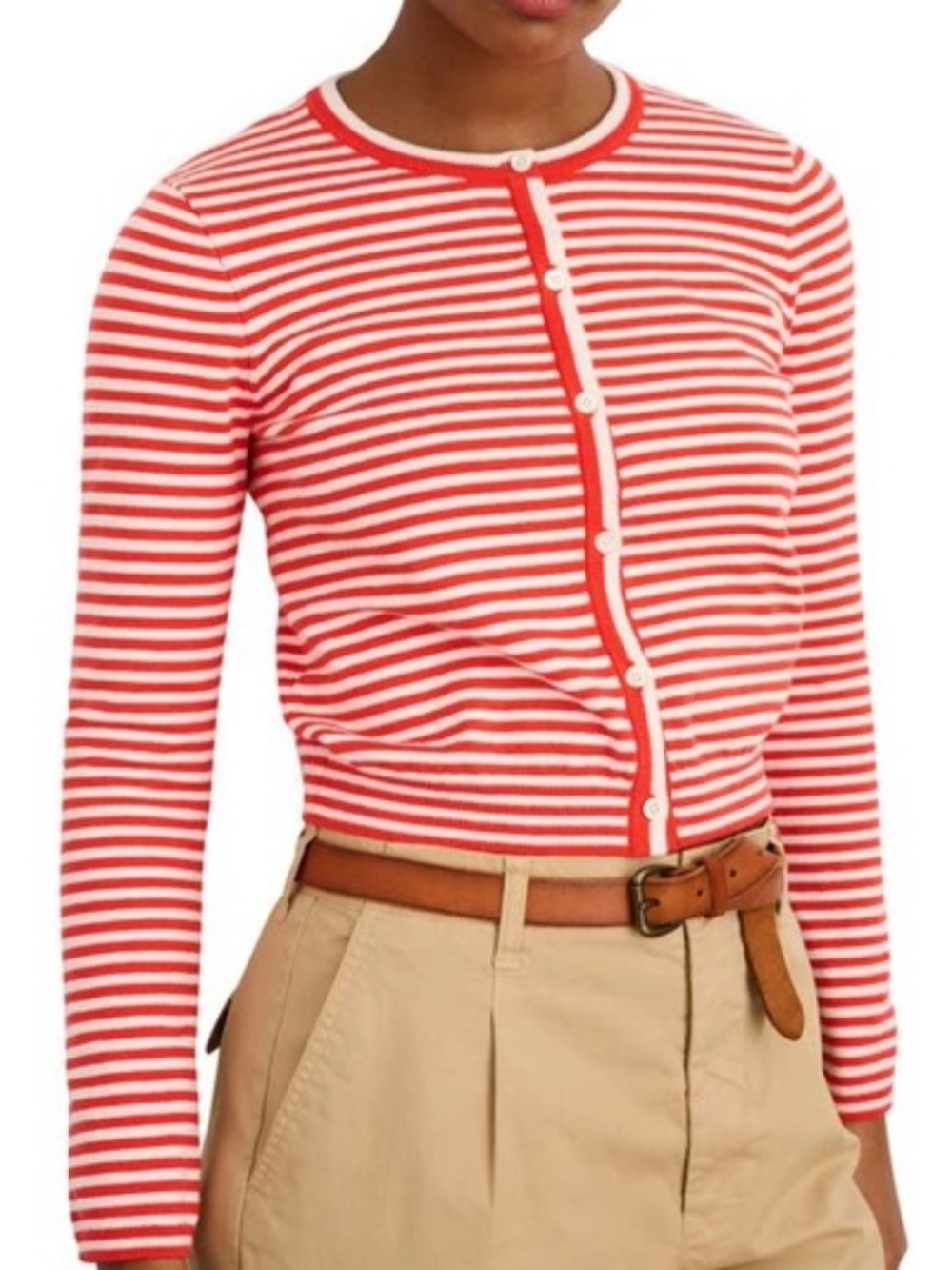 Alex Mill Albertina Cardigan in Poppy/White Size M